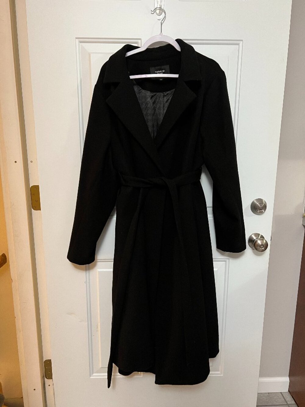 Torrid Lightweight Melton Tie Front Coat Black Size 3 3X